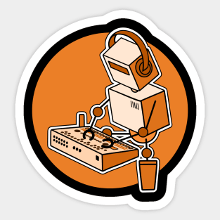 Robot Playing 909 Drum Machine Sticker